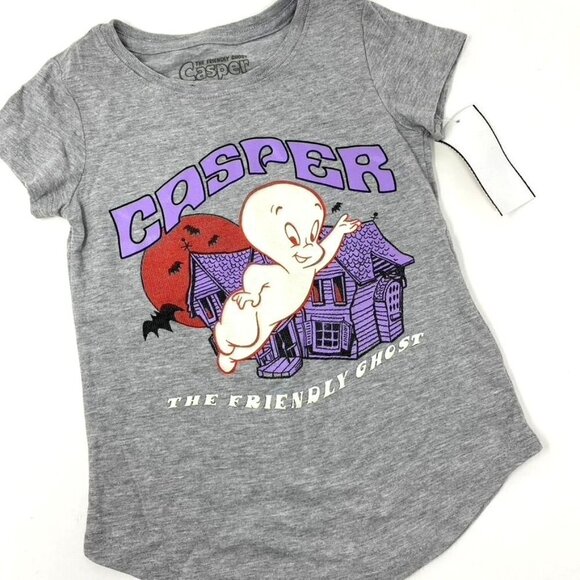 Girls' Casper the Friendly Ghost Halloween Short Sleeve Graphic T-Shirt Heather - Picture 4 of 7